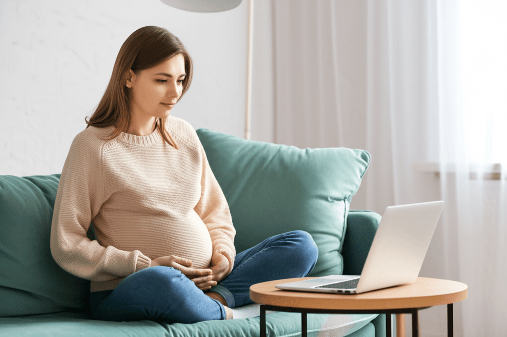 Pregnant woman feeling empowered